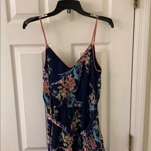 Navy Floral Capri Length Jumpsuit